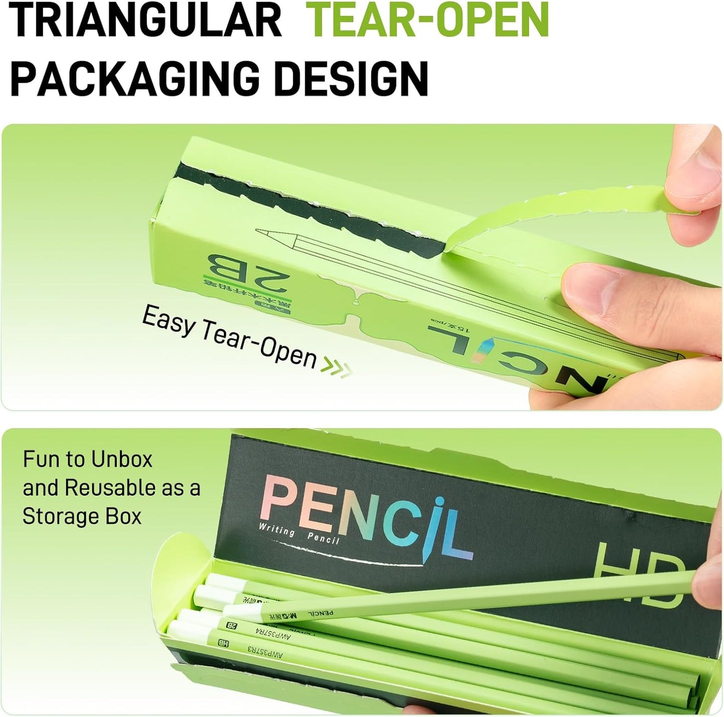 M&G Wood-Cased HB Pencils, 30 Count Green Barrel Black Wood, Hexagonal #2 HB Soft Bulk Pencils for School, Office, Unsharpened, No Eraser, Anti-Bite Tip, for Writing, Drawing & Sketching