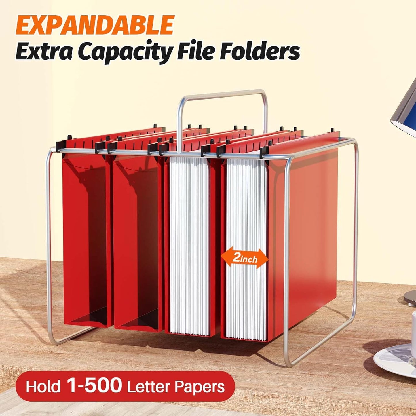 Shutex Extra Capacity Plastic Hanging File Folders,12 Pack Reinforced Hang Folders,Heavy Duty 2 Inch Expansion,Plastic Filing Cabinet Folders,Letter Size,Designed for Bulk Files, Medical Charts,Blue