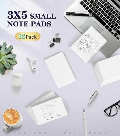 Notepads 3x5, 6 Pack Small Note Pads, Server Note Pad, Scratch Pads 3x5, Memo Pads White Paper, 50 Sheets per Blank Note pads 3''x5'', Small Writing Pads Pocket Notepads for Office School Home Supplies