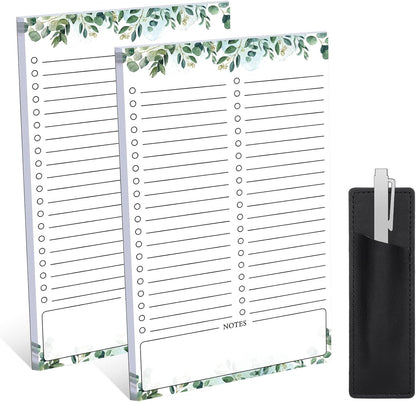 Thboxes 2 Pack Grocery List Magnet Pad for Fridge with Pen Holder, Total 120 Sheets Magnetic Note Pad for Fridge Full Back Magnet Shopping List, To Do List, Memo Notepads, 4.5x7.5(Funny Animal)