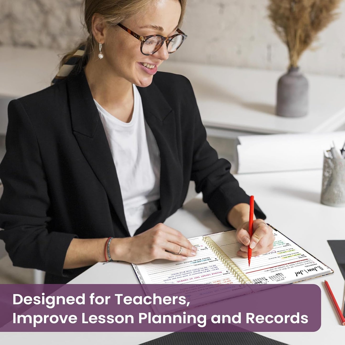 Planner 2026-2027, Academic Year Monthly and Weekly Calendar Planner, Jul 2026 - Jun 2027, Hardcover Teacher Student Planning Agenda book with Tabs, Perfect for School Office Supplies, 6.3" x 8.5" - Wildflowers