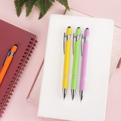 Bribobo 8 Pack Ballpoint Pen 2-in-1 Stylus Retractable Ballpoint Pen with Stylus tip, Metal Stylus Pen for Touch Screens, 1.0 mm Black Ink
