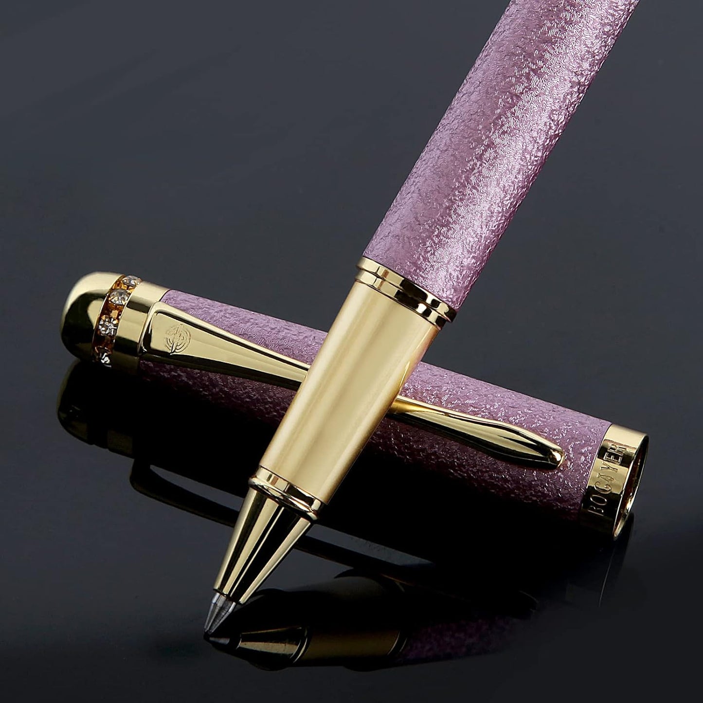 Rollerball Liquid Ink Pens,Best Luxury Ball Pen Gift Set for Women,Black Ink Fancy Pen Refillable for Executive Office,Professional,pretty pens,cool pens,Nice cute Designer Pens(Purple)