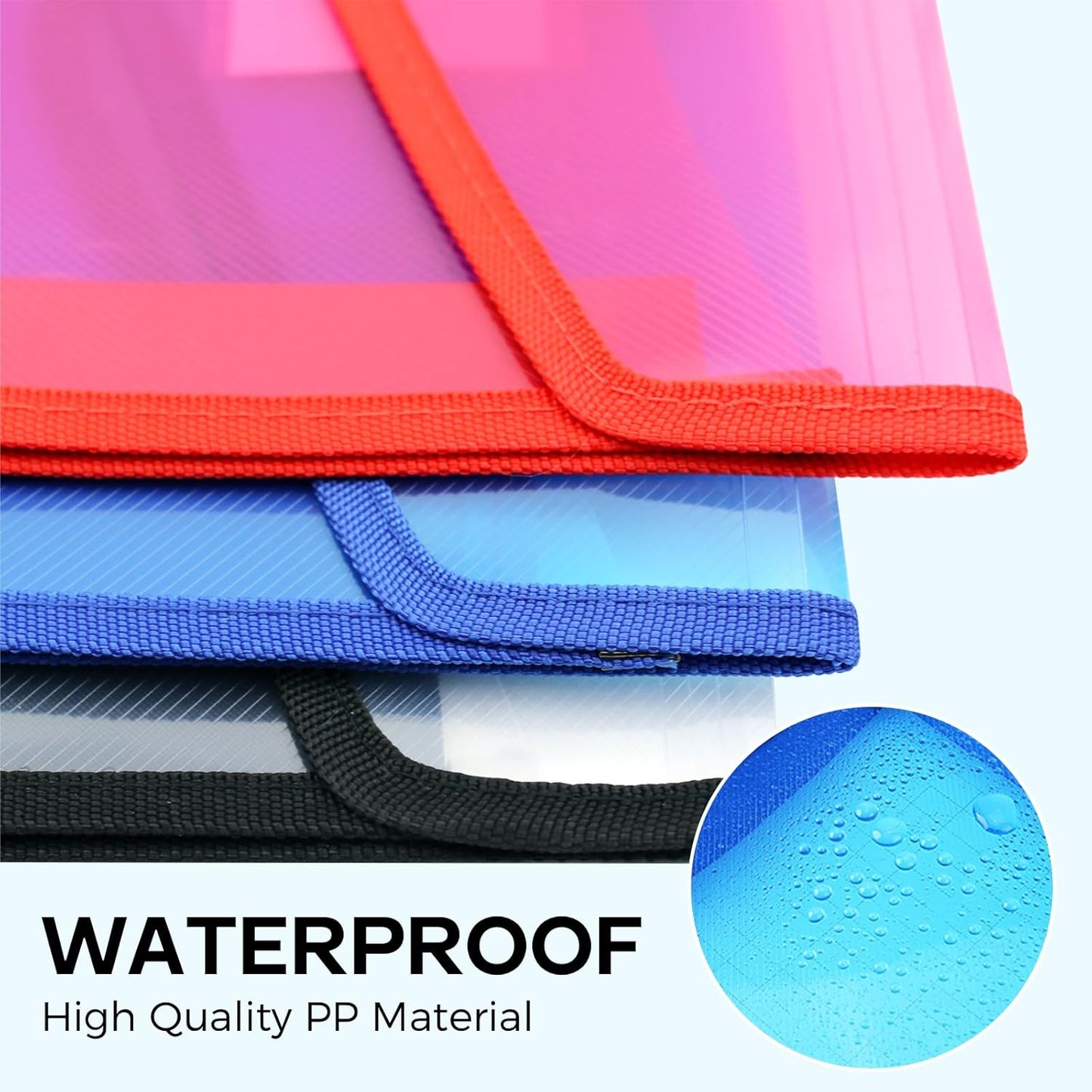 Plastic Expanding File Folder, Folders for Documents, Transparent Envelopes with Elastic Closure, File Folder Organizer Holder, Large Capacity, Fit Letter/A4 Size (2Pcs)