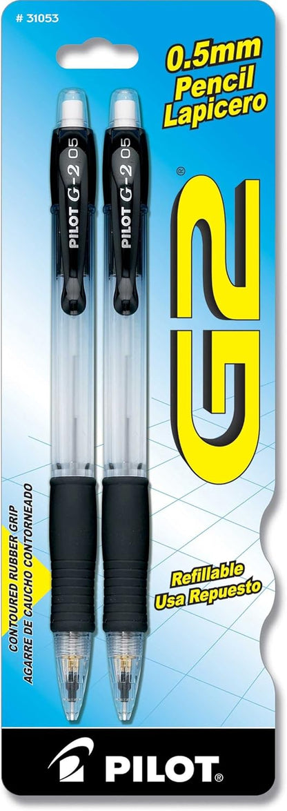 Pilot, G2 Mechanical Pencils, 0.7mm HB Lead, Black Accents, Pack of 12