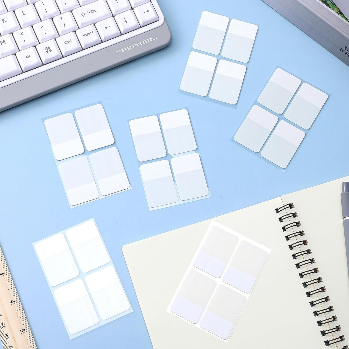 480Pcs Sticky Tabs, Writable Index Tabs, Repositionable Notebook Tabs Book Sticky Tabs White Page Markers for Notebooks Documents Binders File Folders Books, 1.57 x 1.02 Inch