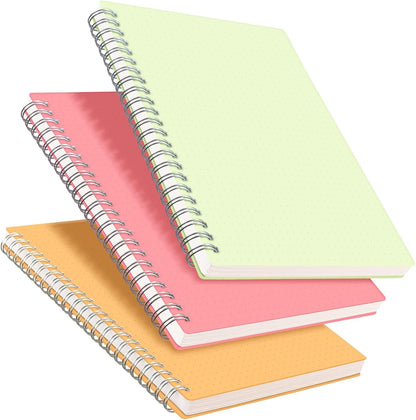 RETTACY Blank Journal Notebook, 3-Pack, 160 Pages per Pack, A5 Medium Size (5.7'' × 8.3''), 100 GSM Thick Paper, Spiral-bound, Flexible Plastic Cover, for Sketching, Drawing, Painting