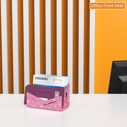Beego Envelope and Mail Organizer Countertop - 3 Compartments Black Acrylic Desk Organizer Letter Holder Desktop File Sorter Bill Document Folder Rack for Office, Home, School Desk Organization