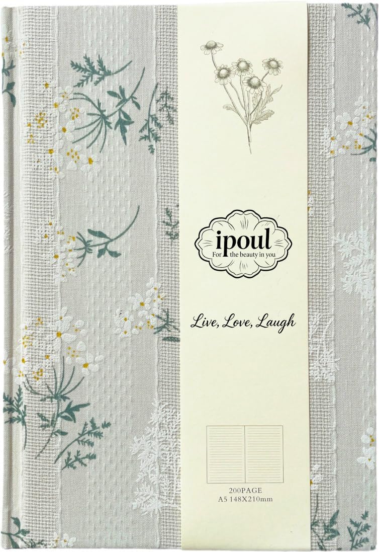 ipoul Flower Notebook, A5, 6x8, Hardcover, Lay Flat, Lined Paper, Journal for Women, Writing Notebook, Pretty, Hibiscus, Pink, Birthday Gifts for Women, Wedding Shower Gifts, Mothers Day Gift