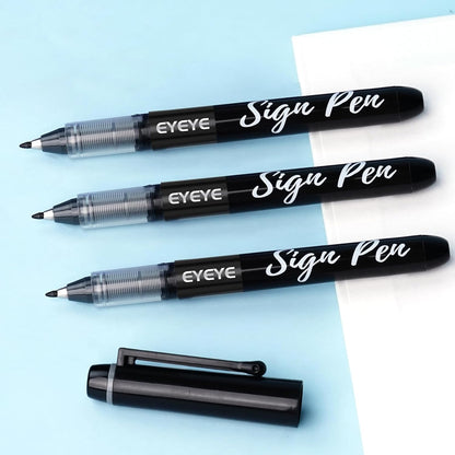EYEYE Sign Pens 9 Pack (Black Blue Red Green)- 1.0mm Nib Tip - 0.6mm Line, Liquid Ink Sign Pen Smooth Writing - Fineliner Marker Pens Quick Drying
