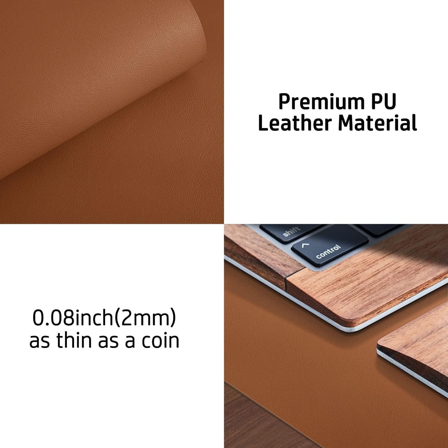 Aothia Non-Slip Waterproof PU Leather Desk Pad Protector for Mouse, Writing Desk, Office, Home, Laptop Blotter, 23.6" x 13.7", Black - Colors A