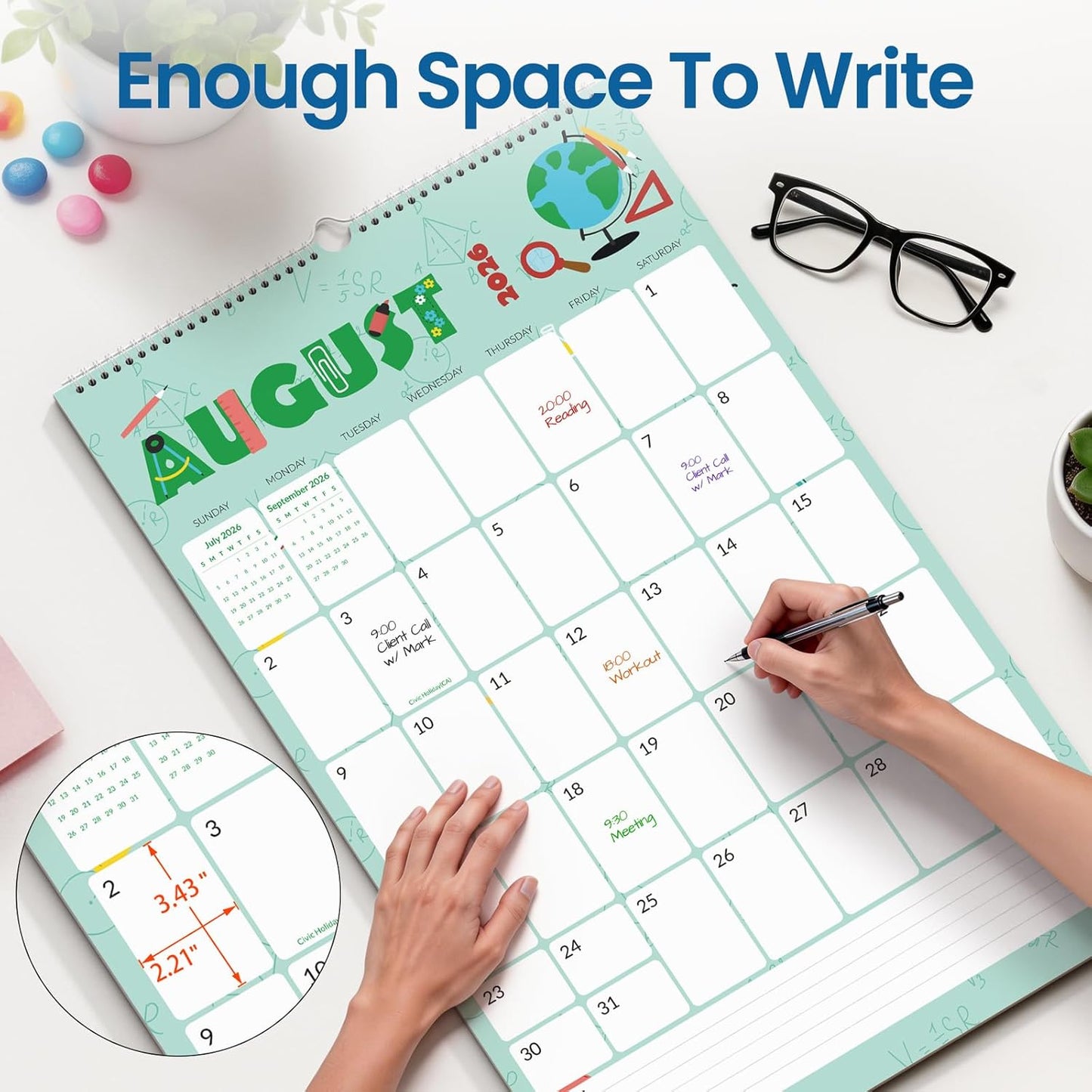 SUNEE 2026 Wall Calendar Large 22.75"x15.5", 21 Month Calendar (Ends December 2027), Vertical Extra Large, Seasons Color