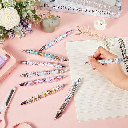 Ireer 8 Pcs Ballpoint Pens for Women 1.00 mm Cute Black Ink Pens Fine Point Smooth Writing for Journaling Aesthetic Office Supplies (Mahjong)