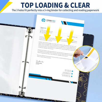 SUNEE Sheet Protectors 600 Packs for 3 Ring Binder, 8.5x11 Clear Plastic Page Sleeves for Paper, Documents, Certificate, Sheet Music, Recipe, File