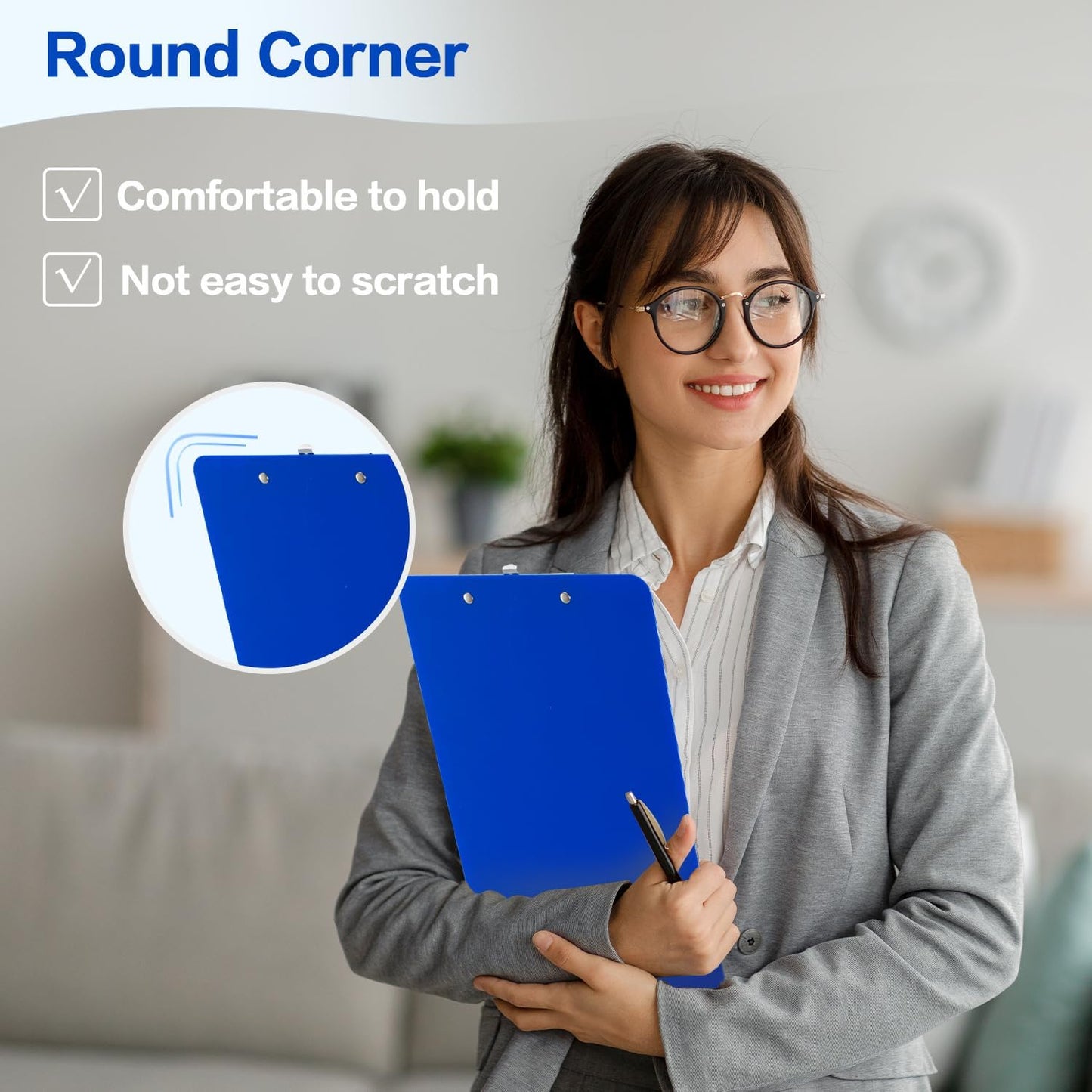 Deli Plastic Clipboard, Clipboards with Low Profile Clip, Standard A4 Letter Size Clipboard for Office, Nurses, Students, and Women, Size 12.4 ×9 Inch, Blue