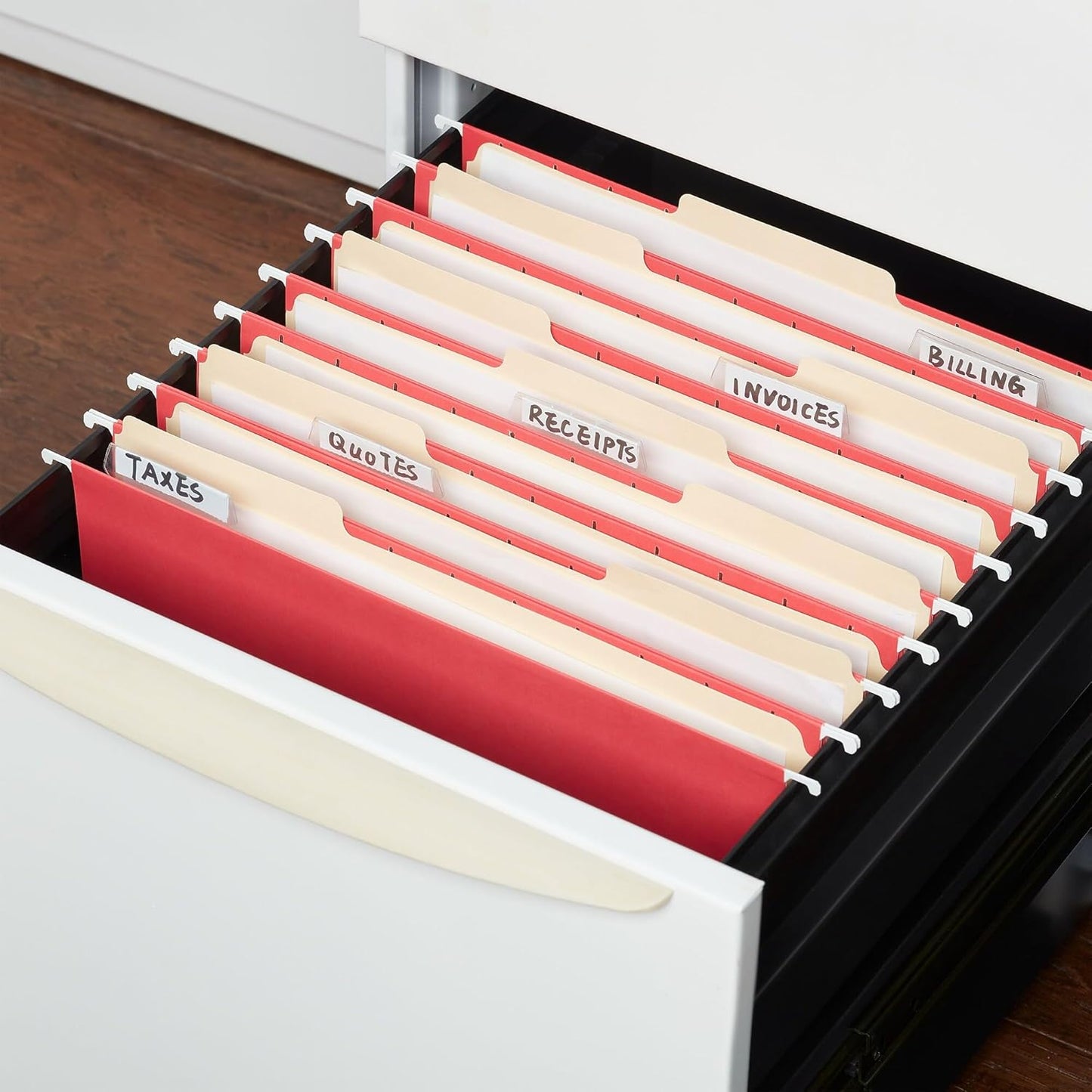 Staples Hanging File Folders, Letter Size, 5‑Tab, Red, Durable Filing Folders – 50/Carton