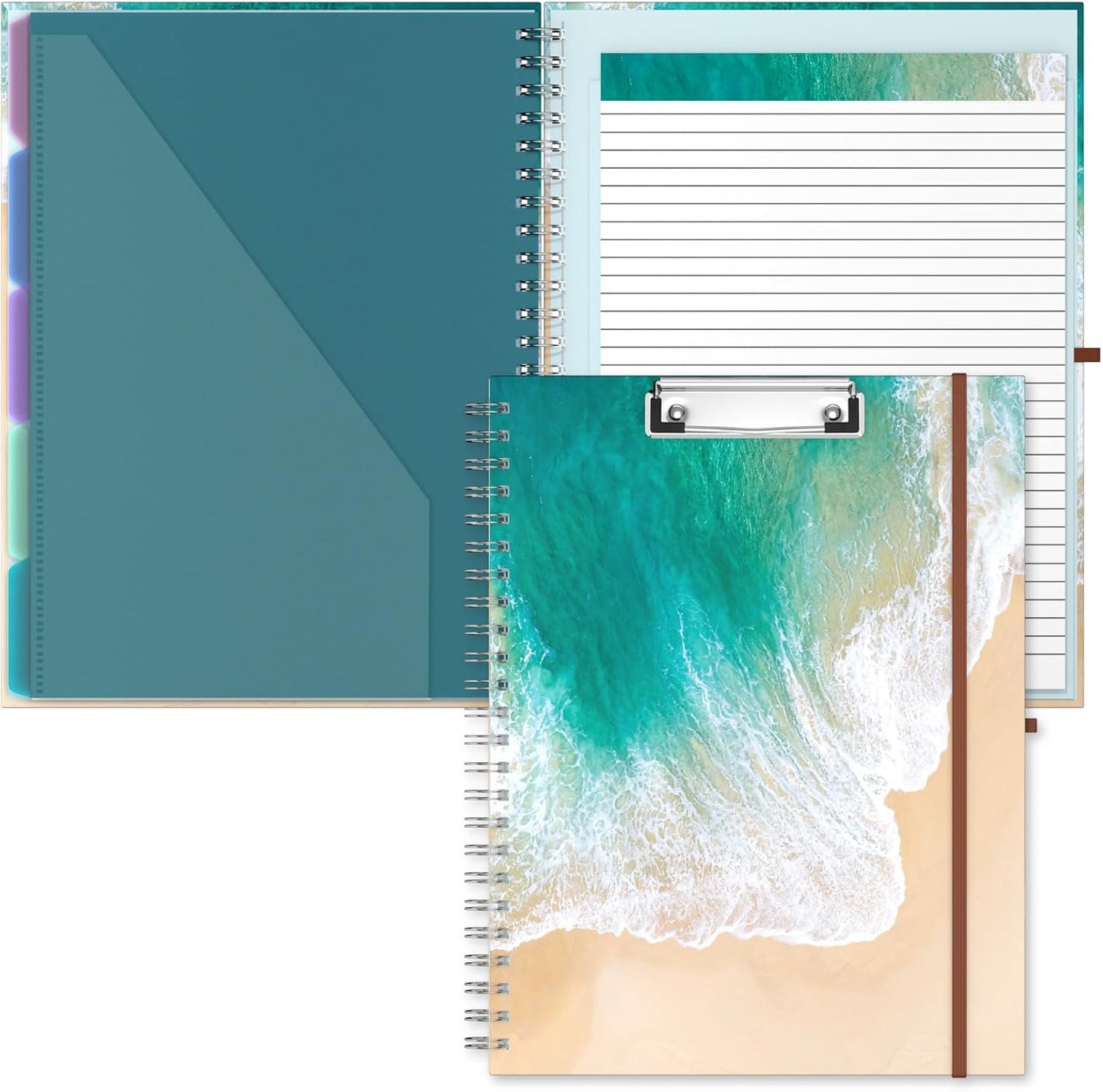 Hongri Clipboard Folio with Refillable Lined Notepad, 8.5 x 11 Folders with Storage 10 Pockets, Spiral Portfolio, Size 12.8X 9.7 in, Office & School Supplies, Skeleton