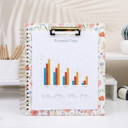 SKYDUE Clipboard Folder with Storage, 6 Dividers with 12 Pockets for Letter Size, Storage Clipboard Folio with Refillable Notepad, Spiral Clipboards Padfolio for Teacher Worker Nurse