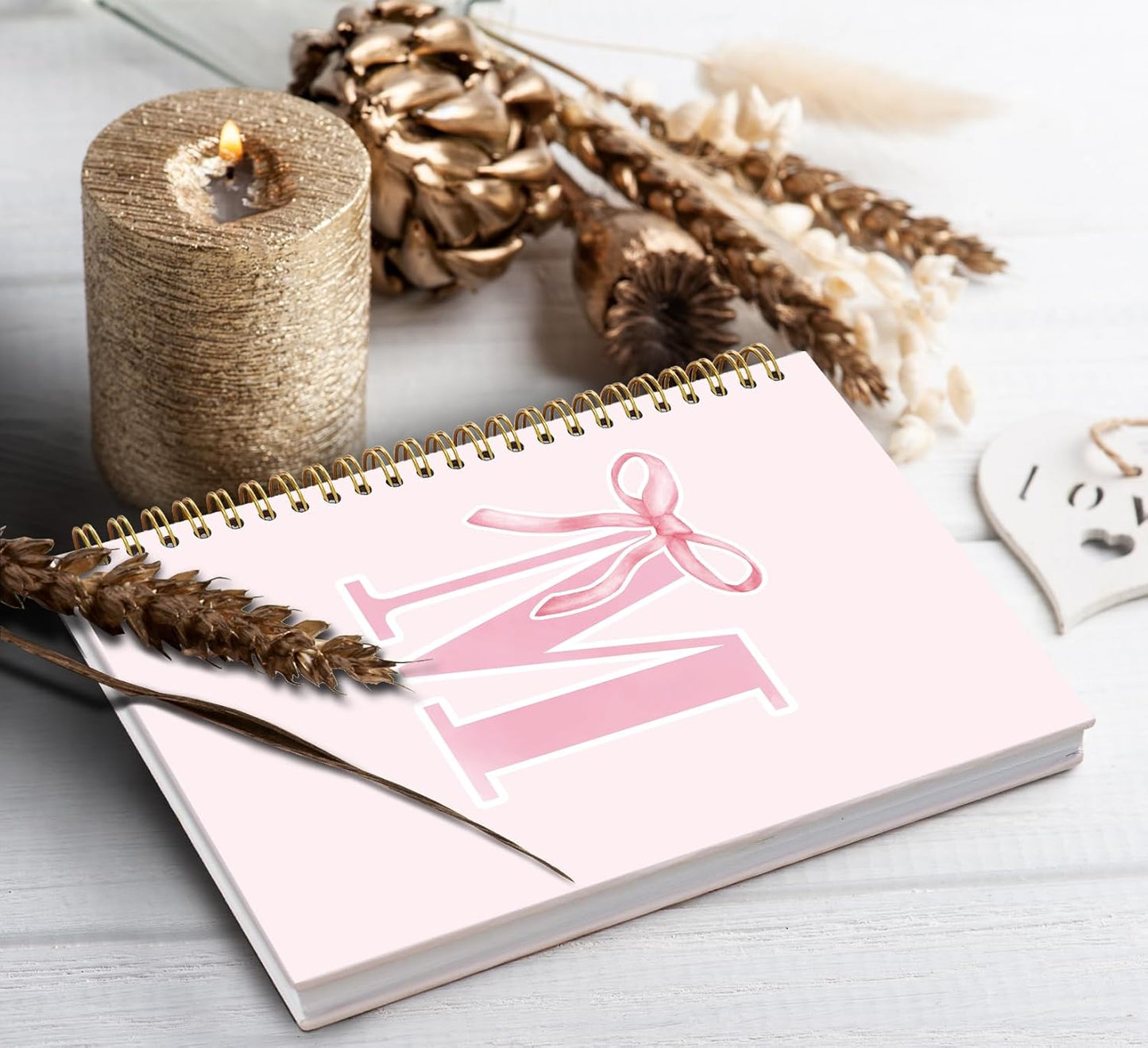Blue Bow Journal Notebook for Girls,Initial H Journals Personalized Diary Gifts for Teen Girl Kids,Monogrammed Gifts for Women,Trendy Coquette Cute Hardcover Spiral Notebook 5.5 x 8.3 - Colors B