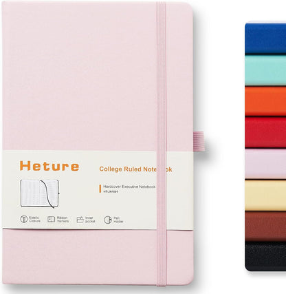 Heture 8 Pack Lined Journal Notebooks,A5 Hardcover Notebooks, 5.5 x 8.3 inch, 100GSM, 160 Pages, Classic College Ruled Notebooks for Writing/Work/Travel/College (Black)