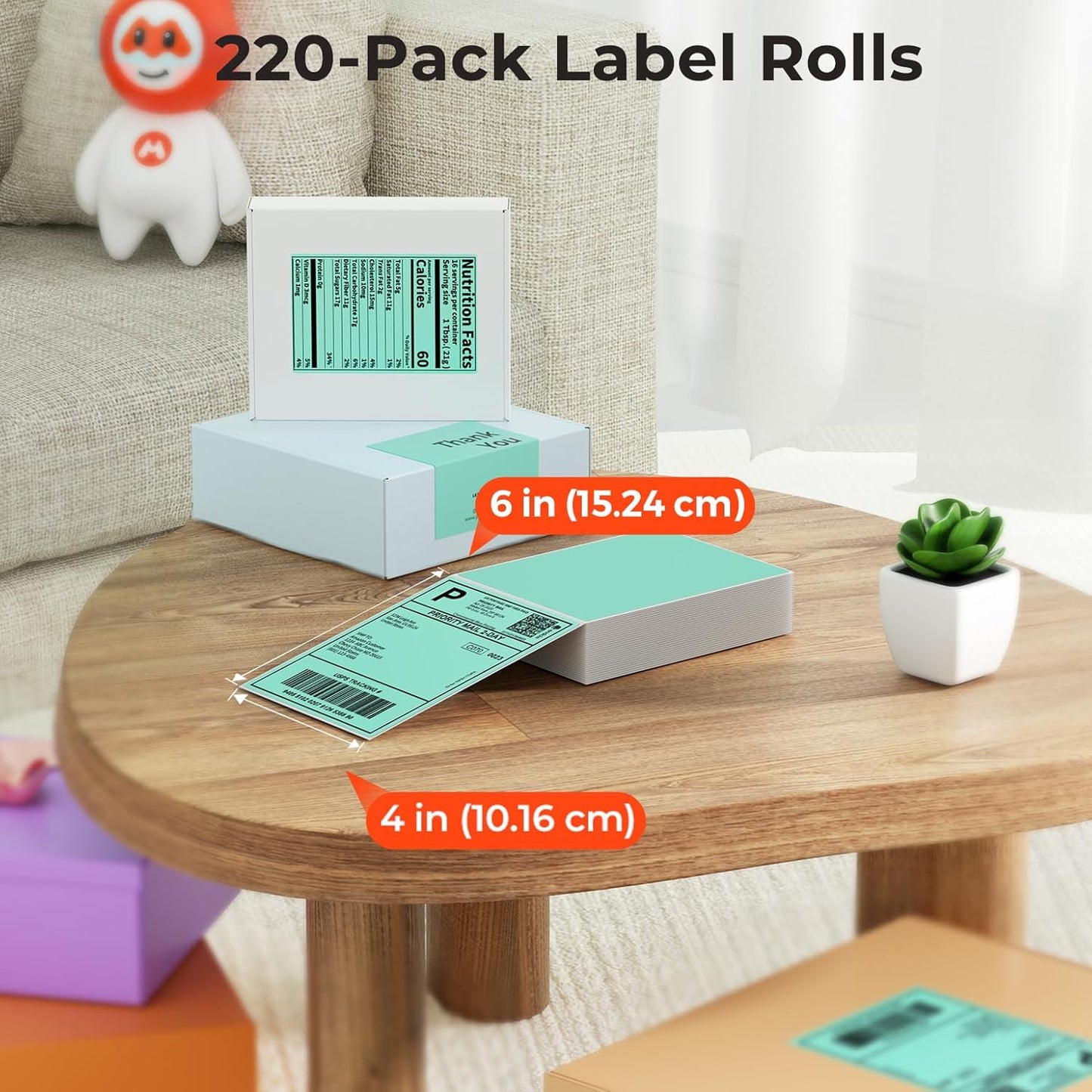 MUNBYN Thermal Direct Shipping Label (Pack of 500 4x6 Per Fanfold Labels) - Commercial Grade