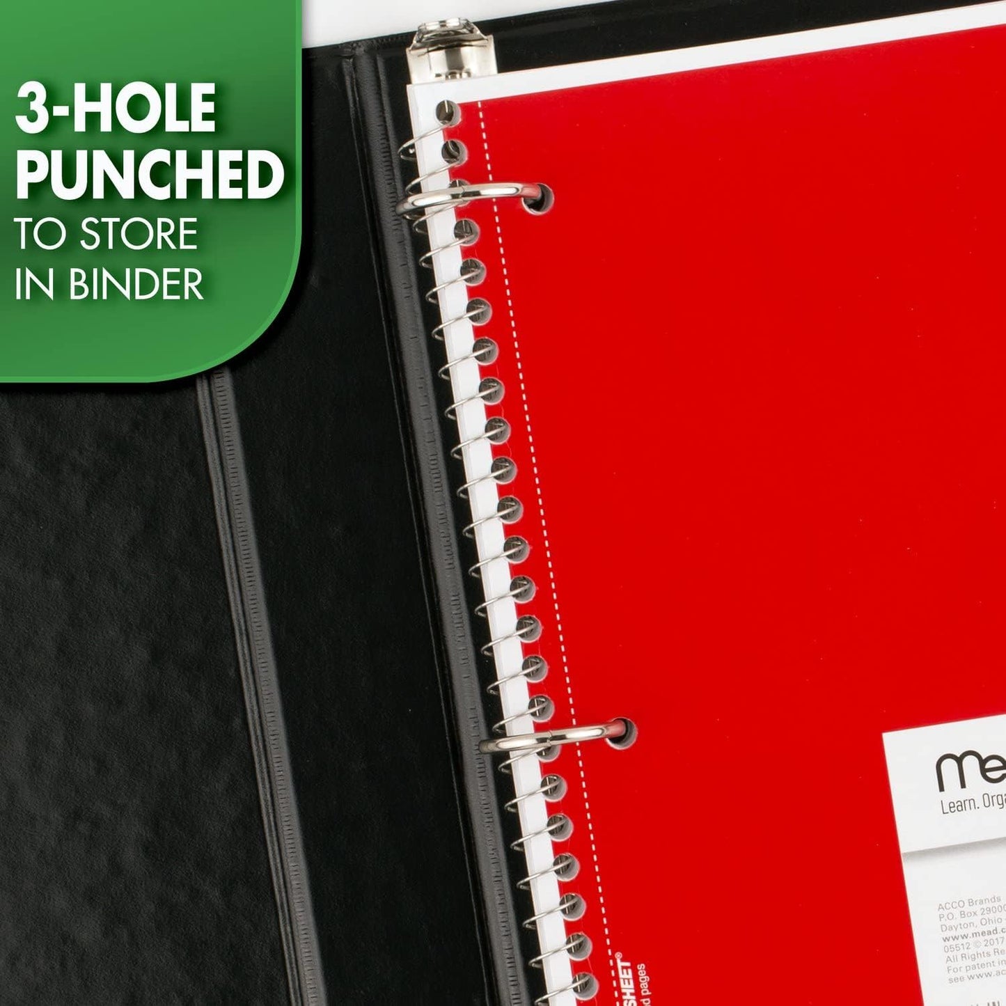 Mead Spiral Notebook, 1 Subject, Graph Ruled Paper, 7-1/2" x 10-1/2", 100 Sheets, Black (05676AA5)