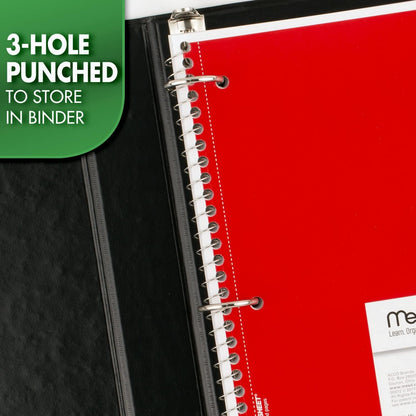 Mead Spiral Notebook, 1 Subject, Graph Ruled Paper, 7-1/2" x 10-1/2", 100 Sheets, Black (05676AA5)
