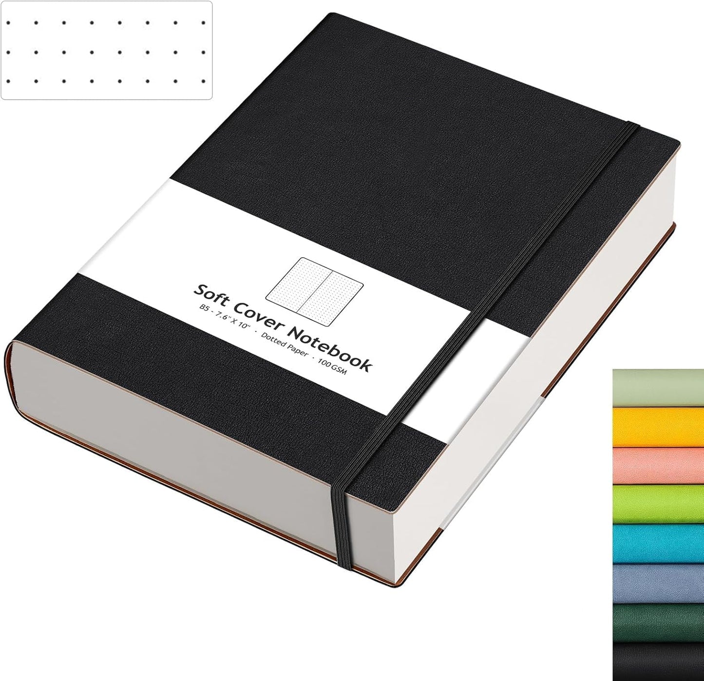 AHGXG Graph Paper Notebook - Grid Paper Notebook Large A4 8.5''×11'', 320 Pages Thick Journal, 100gsm Thick Graph Paper, Leather Softcover, Inner Pocket - Black