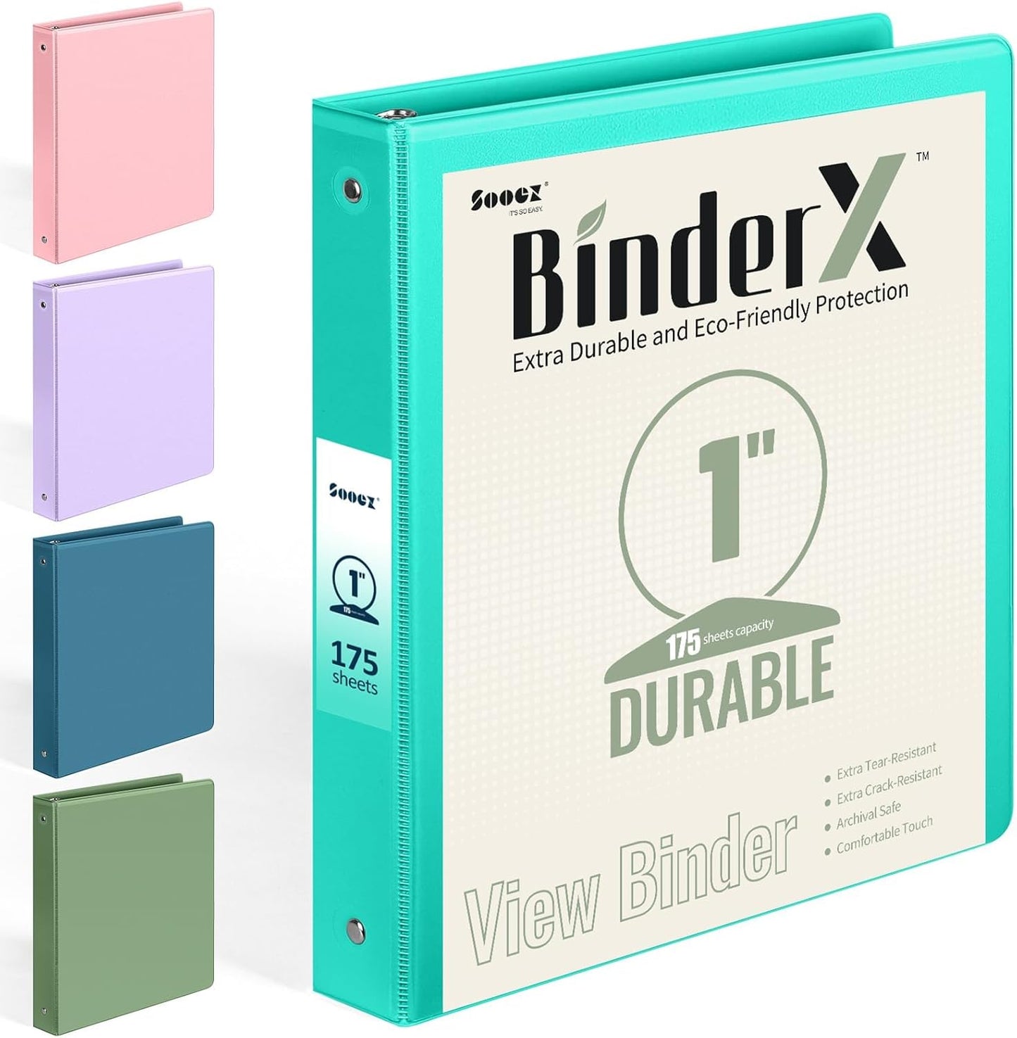 BinderX Extra Durable 3 Ring Binder, Round Rings 1 Inch Binder, Fits 175 Sheets of 8.5x11 Paper, Customizable View Cover with Inside Pockets, Cute 1" Binders, 1 Inch Binders 3 Ring, Pink