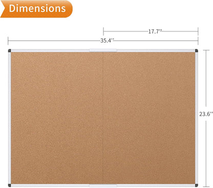 VIZ-PRO Cork Notice Board Bulletin Board, 96 X 48 Inches, Pack of 2, Silver Aluminium Frame
