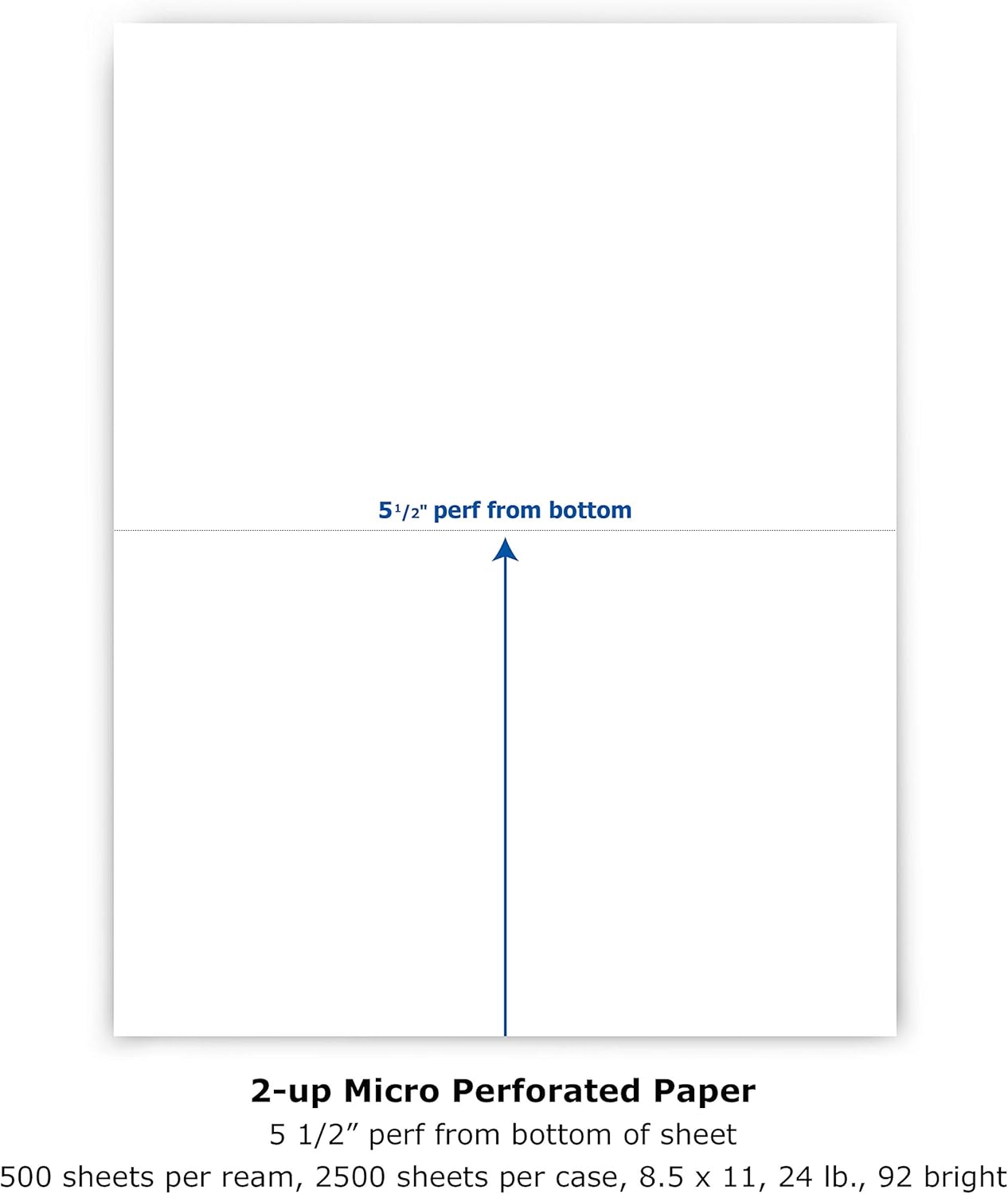 PrintWorks Professional 3 2/3" Horizontal Perforated Paper 8.5” x 11” - Perfect For W-2, 1099, & Statement Use - Made in the USA - 500 Sheets - 20 lb - Printer Compatible - White (04124)