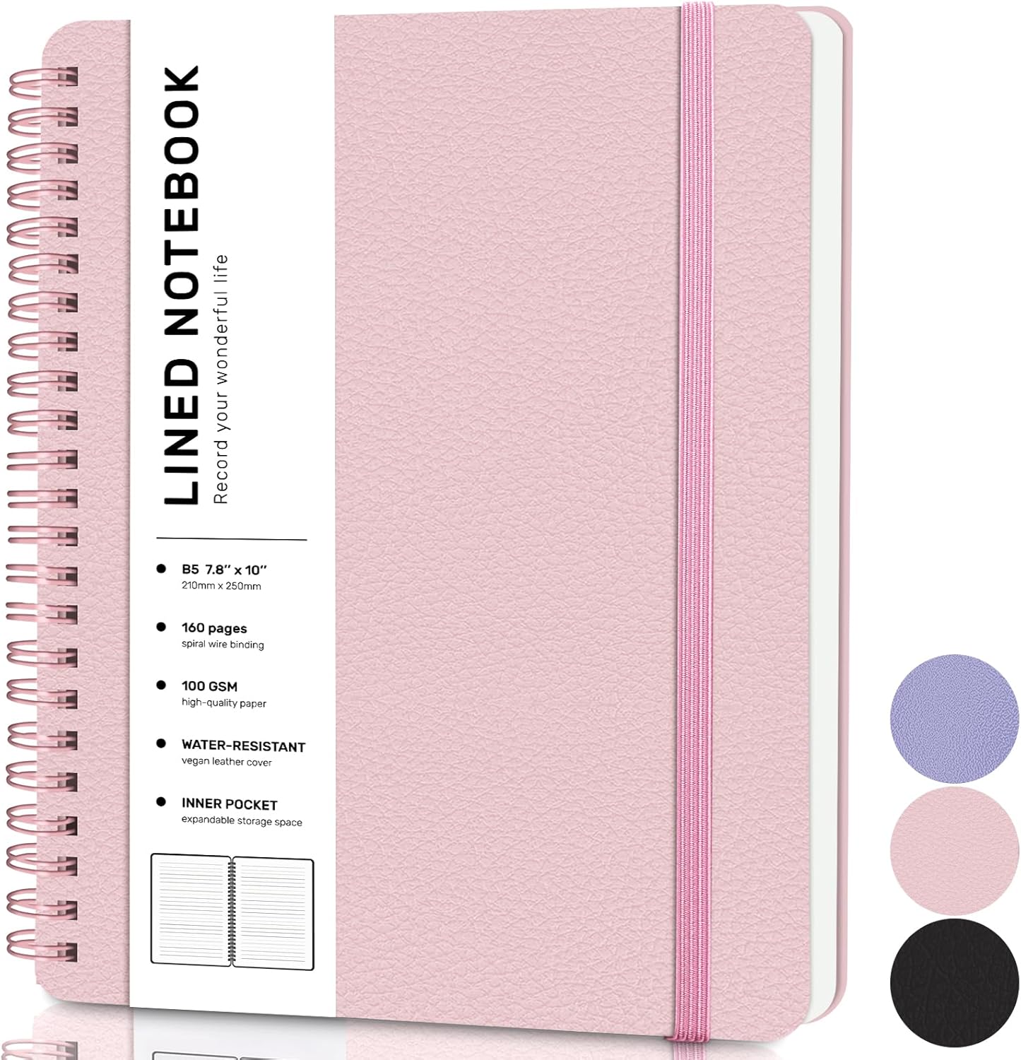 ABERLLS Lined Spiral Journal Notebook with 160 Pages, 8×5.7in, A5 Spiral Notebook, Journaling Notebooks for Work, School, Women, Men, College Ruled Spiral Notebook, Hardcover Leather Journals, Blue