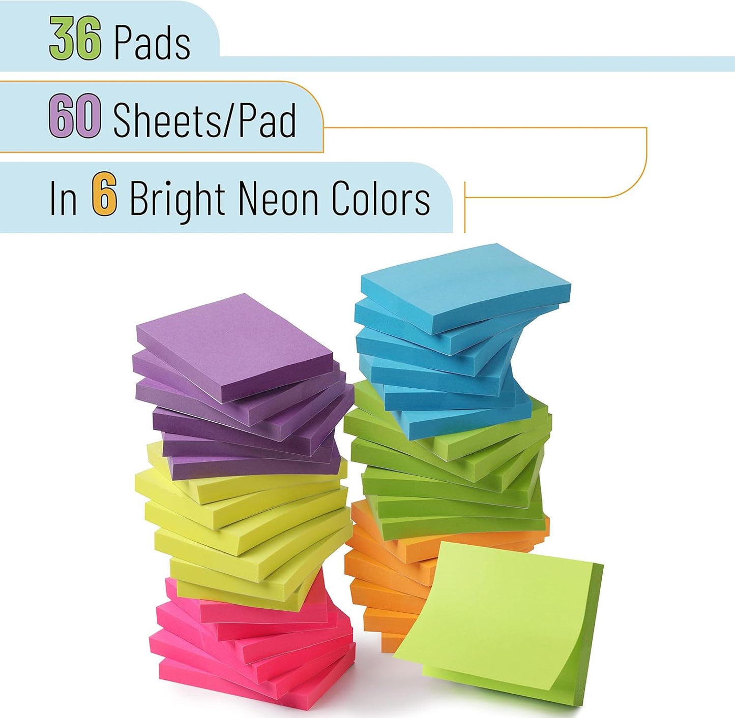 Mr. Pen- Small Sticky Notes, 1.5"x2", 36 Pads, 2160 Sheets, Bright Colors, Mini Sticky Notes Bulk, Self-Stick Note Pads, Perfect for Office, School, Home, Study & Organization