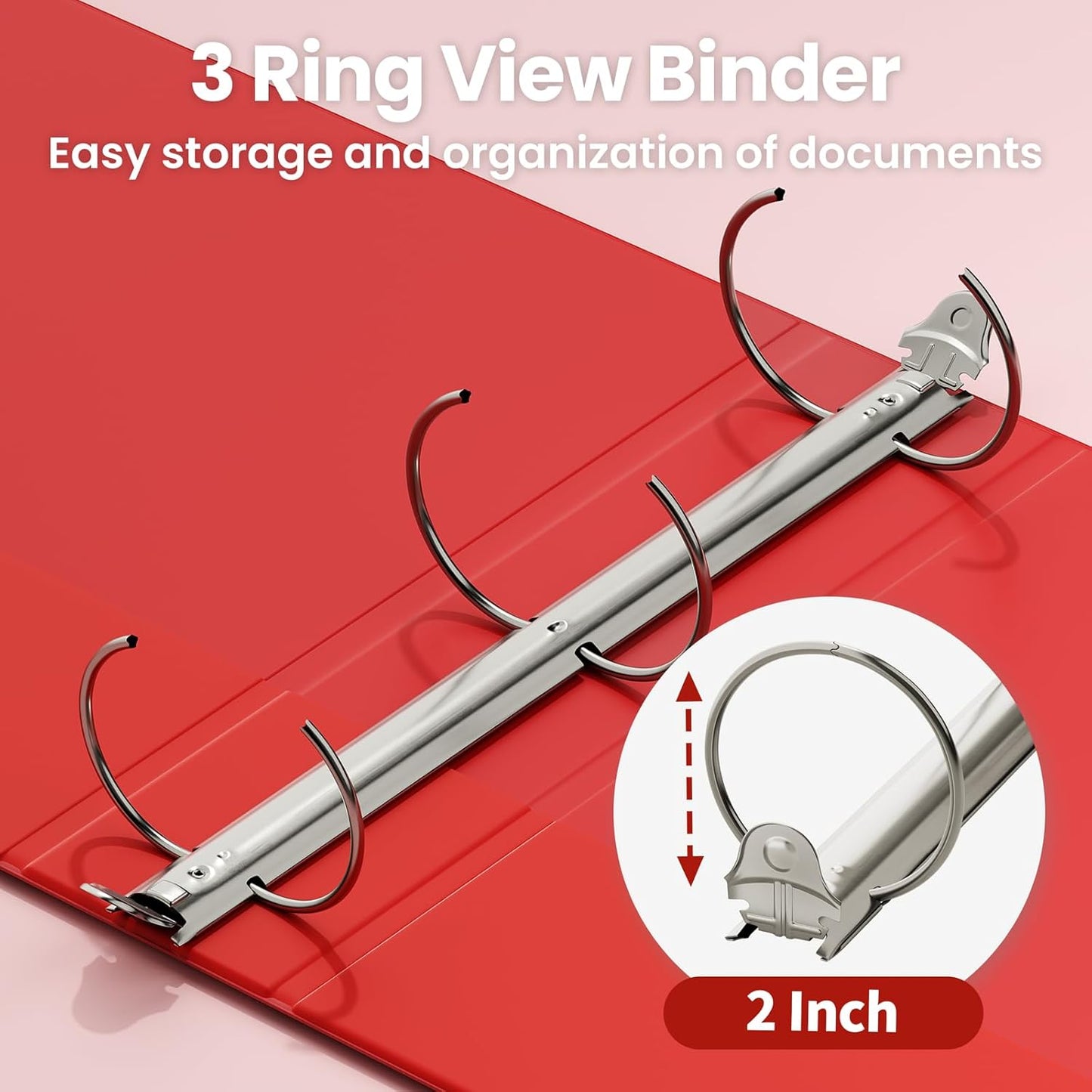 SUNEE 1 Inch Binders 3 Ring 6 Pack, Clear View Three Ring Binders PVC-Free (Fit 8.5x11 Inches) for School Binder or Office Binder Supplies, Classic 6 Colors