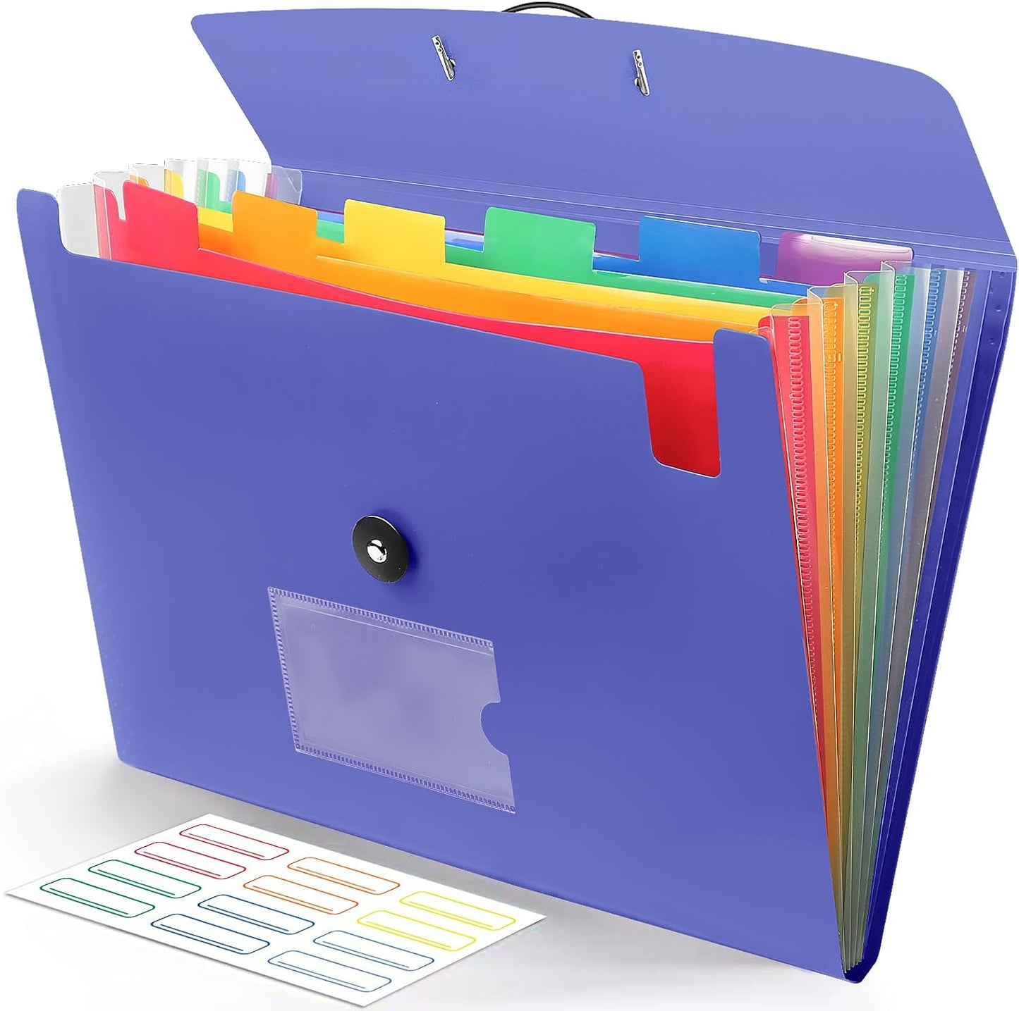 Accordian File Organizer 7 Pocket Expanding File Folder with Labels, Plastic Expandable File Folder for Documents Letter Size A4 Papers - Black
