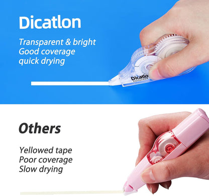 White Correction Tape 10 Pack, Easy Use Roller Applicator, Instant Dry, Jam Free PET Film, Smooth Precise Corrections for School, Office, Home,1/5" X39Ft