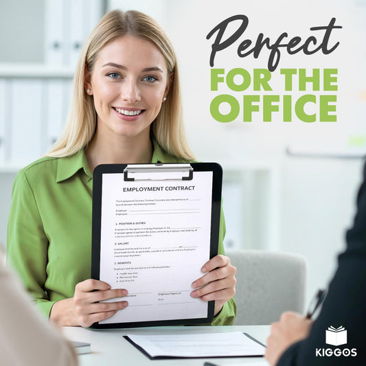 Kiggos Black Plastic Clipboard 12.5” x 9” Durable Clipboards Low Profile Metal Clip Board Holds 100 Sheets for Classroom Office Teachers Students Home Trucker Acrylic Clipboard Organizer