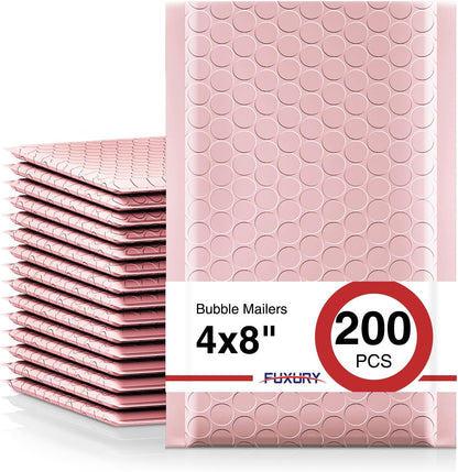Fuxury Black Bubble Mailers 4x8" 200 Pack Waterproof Padded Envelopes Self Seal Bubble Envelopes Usable Size 4x7" Padded Mailers for Small Business Shipping Envelope Mailers