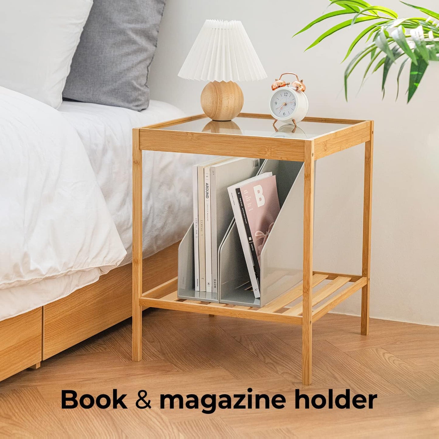 carrotez Open Front Magazine File Holder, Plastic Magazine Rack, Vertical File Organizers for Desk, Office Organization Essentials, 10.8" x 3.7" x 12.6" - 2 Pack, White