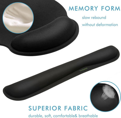 VAGAU Premium Keyboard Wrist Rest and Mouse Pad Wrist Support, Ergonomic Memory Foam Set for Office, Laptop, Mac, Computer and Gaming, Comfortable Typing &Wrist Pain Relief (2 Pack)