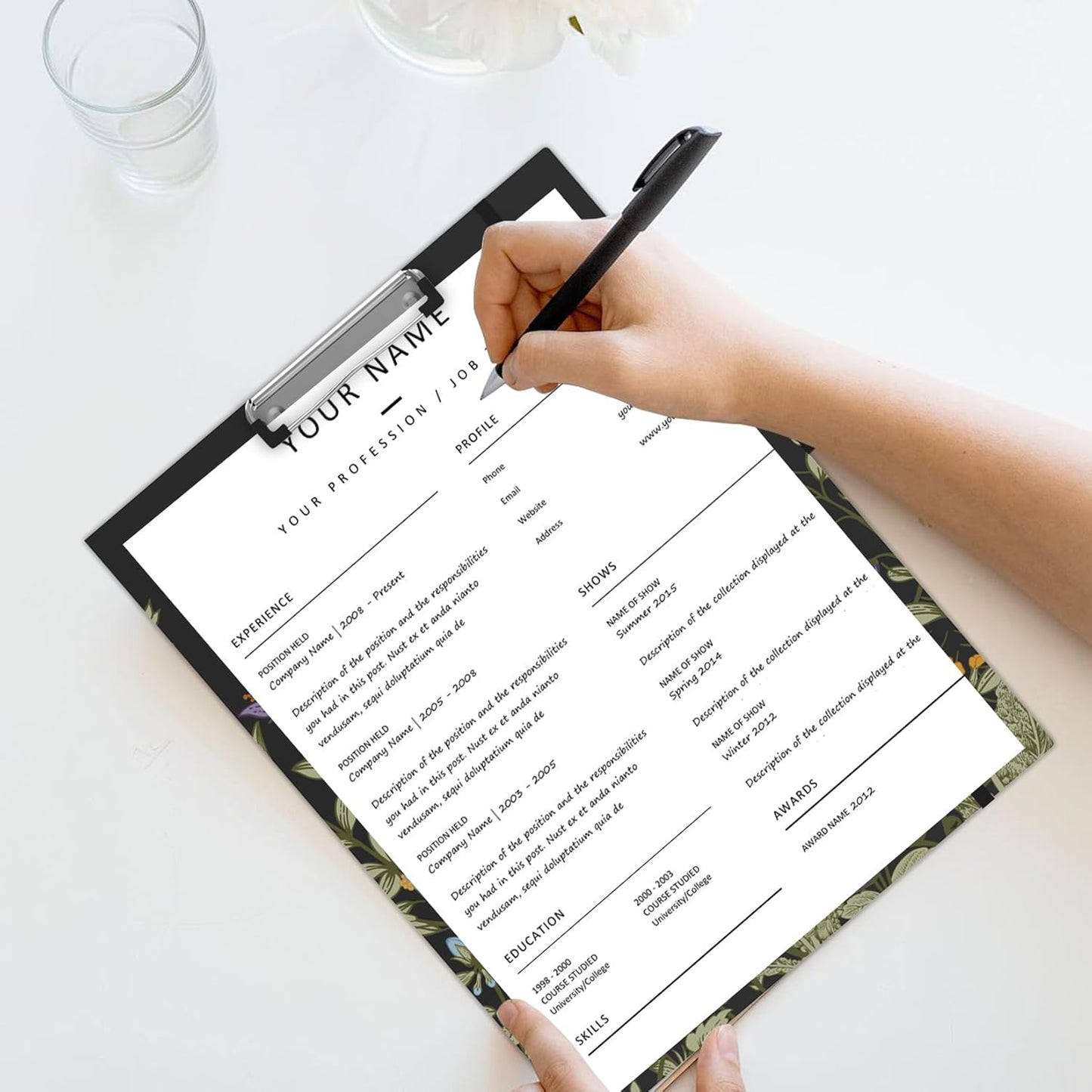 A4 Cute Clipboard Folio with Notepad Clipfolio and Interior Storage, Foldable Nursing Legal Size Clipboards for Work/Kids/Teachers - Almond Tree