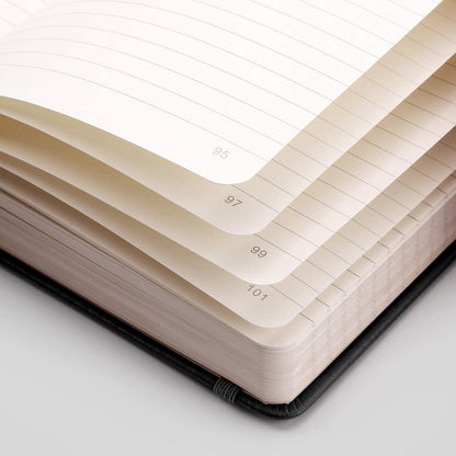 EMSHOI Graph Paper Notebook - 256 Pages A5 Graph Notebook/Journal, Hard Cover, 120gsm Thick Paper, Smooth PU Leather, Inner Pocket, 5.75'' × 8.38''-Black