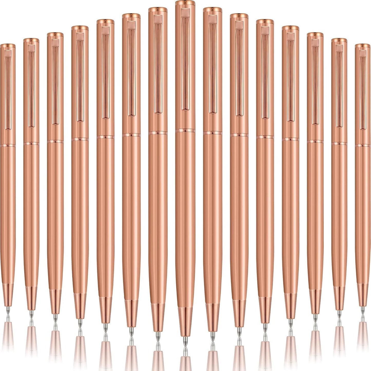 Zonon 240 Pcs Gold Metal Slim Ballpoint Pens Bulk Retractable Metallic Black Ink 1 mm Medium Point Smooth Writing Pens for Wedding Business Office Supplies Students Teachers Men Women Present
