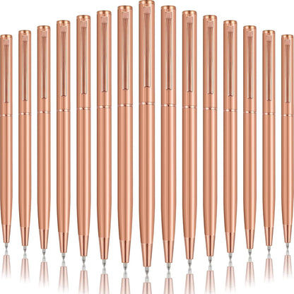 Zonon 240 Pcs Gold Metal Slim Ballpoint Pens Bulk Retractable Metallic Black Ink 1 mm Medium Point Smooth Writing Pens for Wedding Business Office Supplies Students Teachers Men Women Present