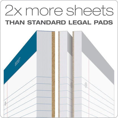 TOPS Docket Writing Pads, 8-1/2" x 11-3/4", Legal Rule, White Paper, 3-Hole Punched, 100 Sheets, 3 Pack (63393)