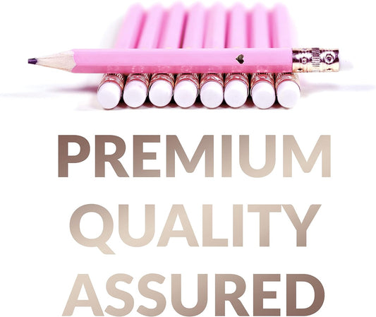 Heart Pencils for Baby Shower Games and Bridal Shower Games, Mini Pencils, Small Pencil Set For Game Prizes, Bridal Pens (White / Gold)