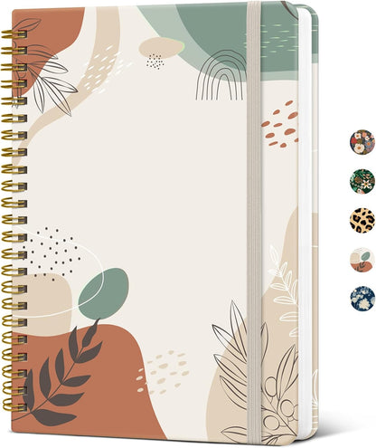 Taja Lined Spiral Journal Notebook for Women, A5 Cute College Ruled Hardcover Notebook for Work & Note Taking, Pretty Journal for Writing, 140 Pages, Flower Garden
