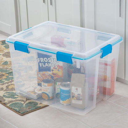 Sterilite 4-Pack Gasket Box, Weather-Resistant Storage Bins with Latching Lids, 32 Quart - Heavy-Duty Organizing Containers for Closet, Bathroom, and Office