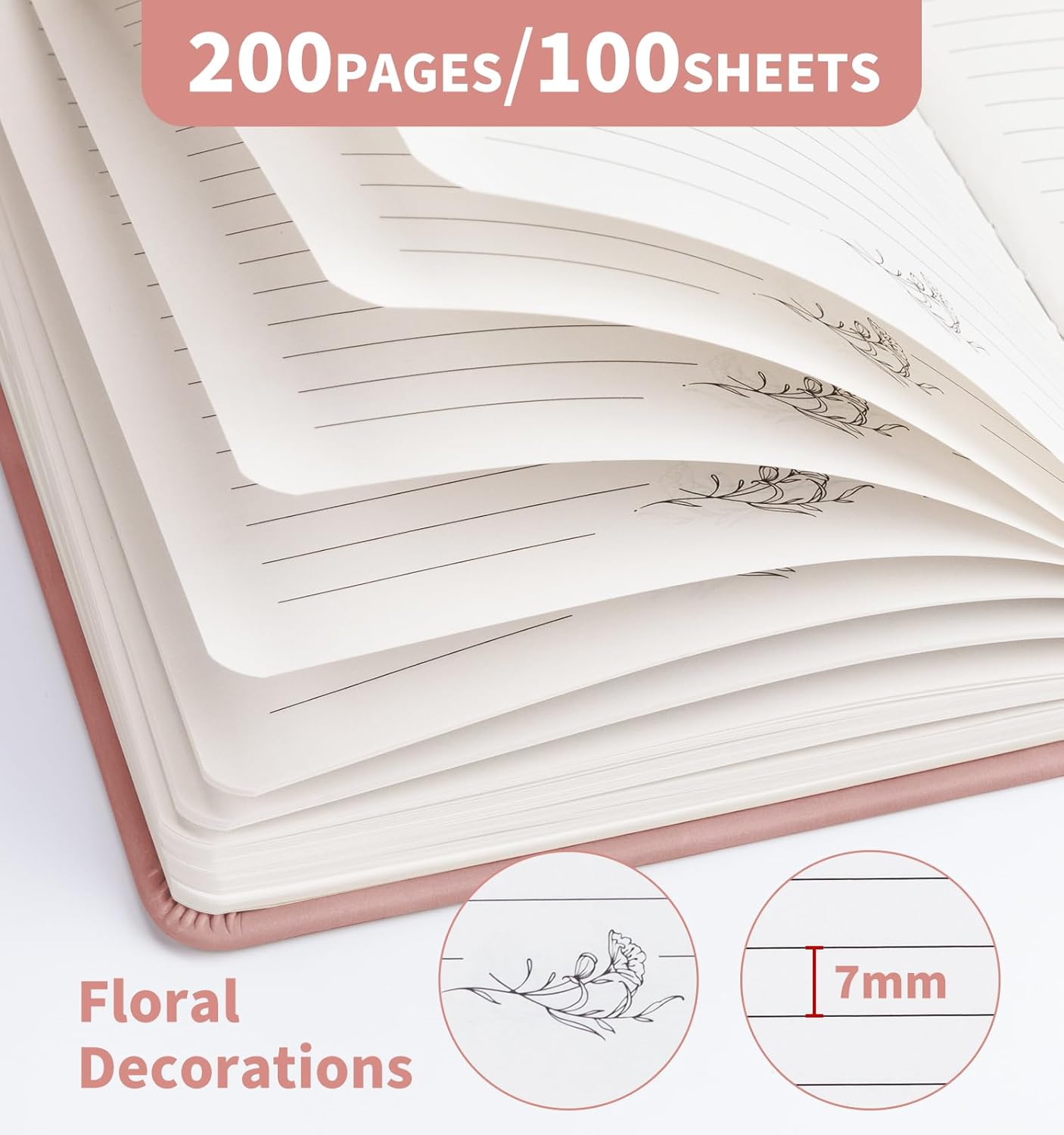 Lined Journal Notebook for Women Men, A5 Hardcover Leather Journals for Writing, 200 Pages Thick Paper, Daily Journal Notebook for Work, School, Note Taking, Business, Travel, College Ruled
