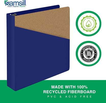 Samsill Durable 4 inch 3 Ring Binder, D Ring Binder, 100% Recycled Chipboard, Black, 2 Pack